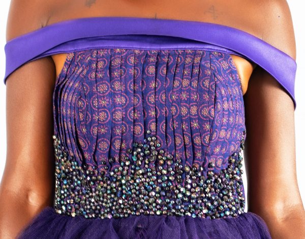 Purple shweshwe pleated Dress Purple shweshwe pleated Dress